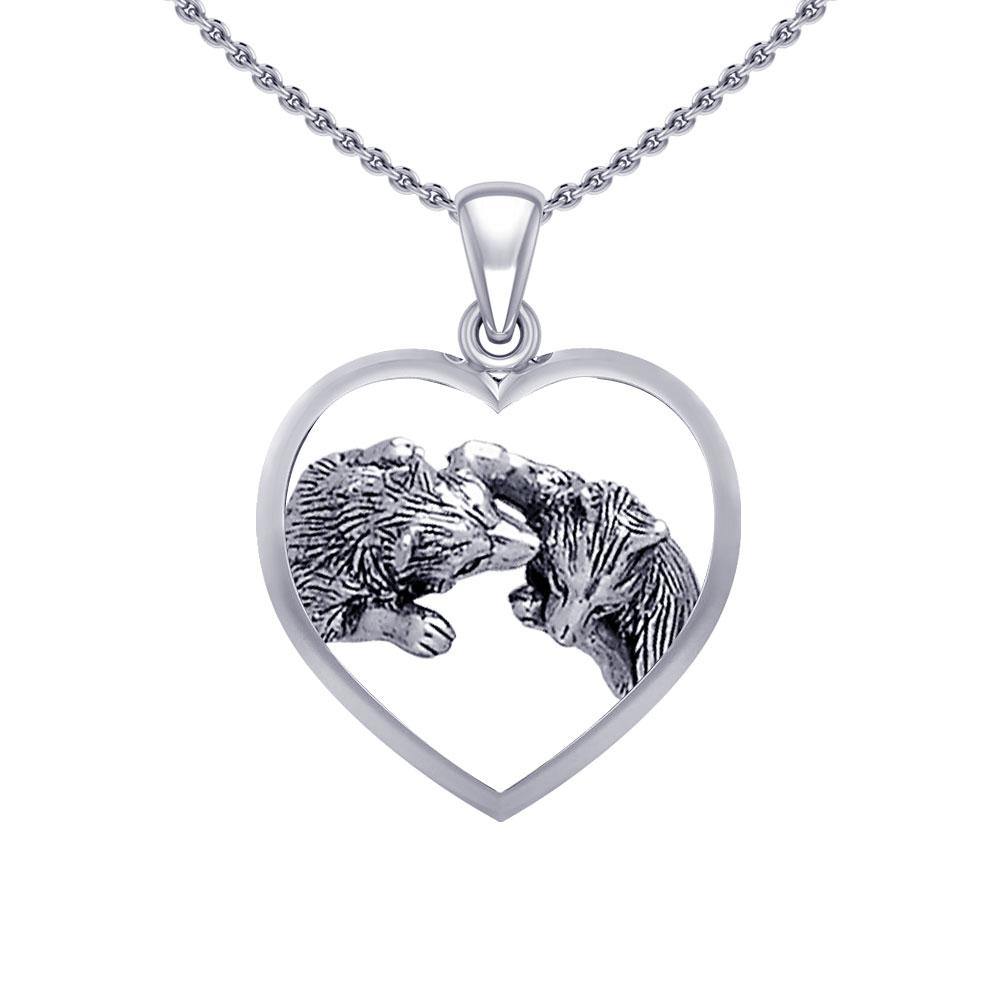 Wolf Kiss in Heart Silver Pendant TPD5327 - Jewelry