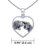 Wolf Kiss in Heart Silver Pendant TPD5327 - Jewelry