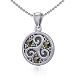 Celtic Spiral Triskele Silver Pendant with marcasite TPD5331 - Jewelry
