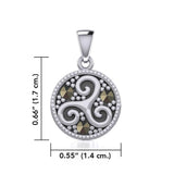 Celtic Spiral Triskele Silver Pendant with marcasite TPD5331 - Jewelry