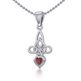 Celtic Witches Knot Silver Pendant with Heart Gemstone TPD5334 - Jewelry