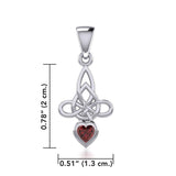 Celtic Witches Knot Silver Pendant with Heart Gemstone TPD5334 - Jewelry