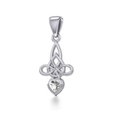 Celtic Witches Knot Silver Pendant with Heart Gemstone TPD5334 - Jewelry