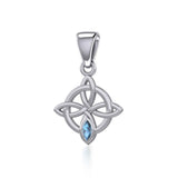 Celtic Quaternary Knot Silver Pendant with Gemstone TPD5336 - Jewelry