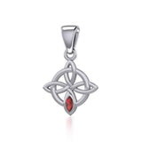 Celtic Quaternary Knot Silver Pendant with Gemstone TPD5336