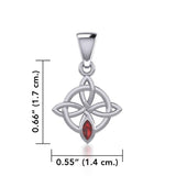 Celtic Quaternary Knot Silver Pendant with Gemstone TPD5336 - Jewelry