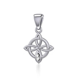 Celtic Quaternary Knot Silver Pendant with Gemstone TPD5336 - Jewelry