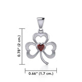 Silver Shamrock Pendant with Heart Gemstone TPD5338 - Jewelry