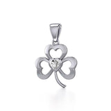 Silver Shamrock Pendant with Heart Gemstone TPD5338 - Jewelry