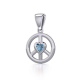 Peace Silver Pendant with Heart Gemstone TPD5339 - Jewelry