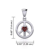 Peace Silver Pendant with Heart Gemstone TPD5339 - Jewelry