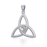 The Celtic Trinity Knot Silver Pendant with Heart Gemstone TPD5342 - Jewelry