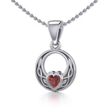 Celtic Knot Silver Pendant with Heart Gemstone TPD5343 - Jewelry