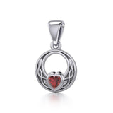 Celtic Knot Silver Pendant with Heart Gemstone TPD5343 - Jewelry