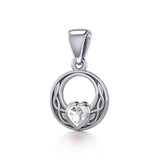 Celtic Knot Silver Pendant with Heart Gemstone TPD5343 - Jewelry