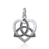 Marcasite Trinity in Heart Silver Pendant TPD5344 - Jewelry