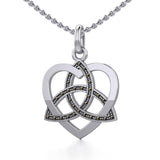 Marcasite Trinity in Heart Silver Pendant TPD5344 - Jewelry