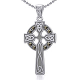 Celtic Cross Silver Pendant with Marcasite TPD5346 - Jewelry