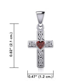 Celtic Cross Silver Pendant with Heart Gemstone TPD5347 - Jewelry