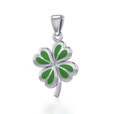 Lucky Four Leaf Clover Sterling Silver Pendant with Enamel TPD5349