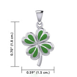 Lucky Four Leaf Clover Silver Pendant with Enamel TPD5349 - Jewelry