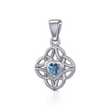 Celtic Knotwork Silver Pendant with Heart Gemstone TPD5353 - Jewelry