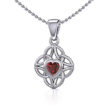 Celtic Knotwork Silver Pendant with Heart Gemstone TPD5353 - Jewelry