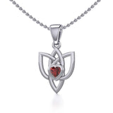 Celtic Knotwork Silver Pendant with Heart Gemstone TPD5354 - Jewelry