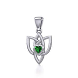 Celtic Knotwork Silver Pendant with Heart Gemstone TPD5354 - Jewelry