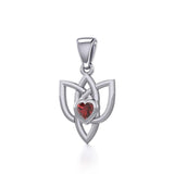 Celtic Knotwork Silver Pendant with Heart Gemstone TPD5354 - Jewelry