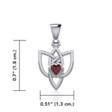 Celtic Knotwork Silver Pendant with Heart Gemstone TPD5354 - Jewelry