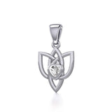 Celtic Knotwork Silver Pendant with Heart Gemstone TPD5354 - Jewelry