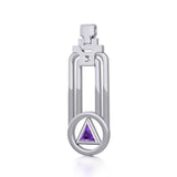 Modern Geometric Recovery Silver Pendant with Gemstone TPD5356 - Jewelry