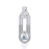 Modern Geometric Recovery Silver Pendant with Gemstone TPD5356 - Jewelry