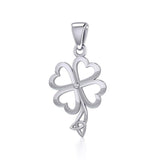 Four Leaf Clover with Trinity Knot Silver Pendant TPD5357