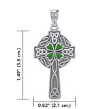 Silver Celtic Cross with Enamel Clover Pendant TPD5358 - Jewelry