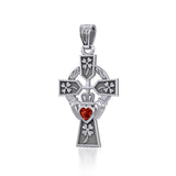 Claddagh Celtic Cross with Lucky Four Leaf Clover Silver Pendant TPD5359 - Jewelry