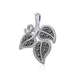 Vine Flower Silver Slider Pendant with Marcasite TPD5361