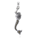 The Swimming Mermaid Silver Pendant with Marcasite TPD5363 - Jewelry