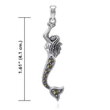 The Swimming Mermaid Silver Pendant with Marcasite TPD5363 - Jewelry