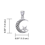 The Star on Celtic Crescent Moon Silver Pendant TPD5365 - Jewelry