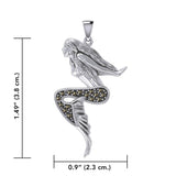 The Goddess Mermaid Silver Pendant with Marcasite TPD5369 - Jewelry