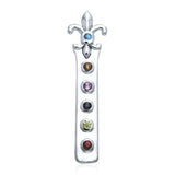 Fleur De Lis with Gems Silver Pendant TPD537