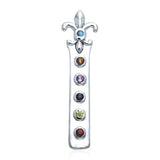 Fleur De Lis with Gems Silver Pendant TPD537 - Jewelry