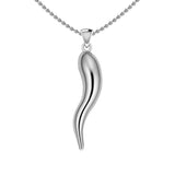 Italian Horn Good Luck Charm Silver Pendant Large Version TPD5375 - Jewelry