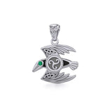 Behind the Mystery of the Mythical Raven Silver Jewelry Pendant with Gemstone TPD5381 - Jewelry