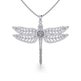 The Celtic Dragonfly with Om Symbol Silver Pendant TPD5384 - Jewelry