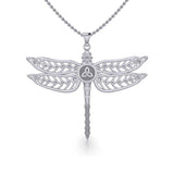 The Celtic Dragonfly with Trinity Knot Silver Pendant TPD5386 - Jewelry