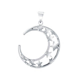 A Glimpse of the Crescent Moon and Stars Silver Pendant TPD5391 - Jewelry