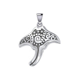 Silver Aboriginal Manta Ray Pendant TPD5394 - Jewelry